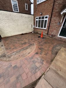Stone slabbed driveway.
