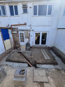 Building foundations in the back garden.