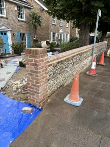 Outdoor detailed brick wall.