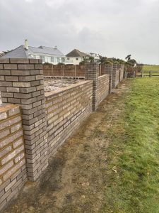 Construction brickwork outside wall.